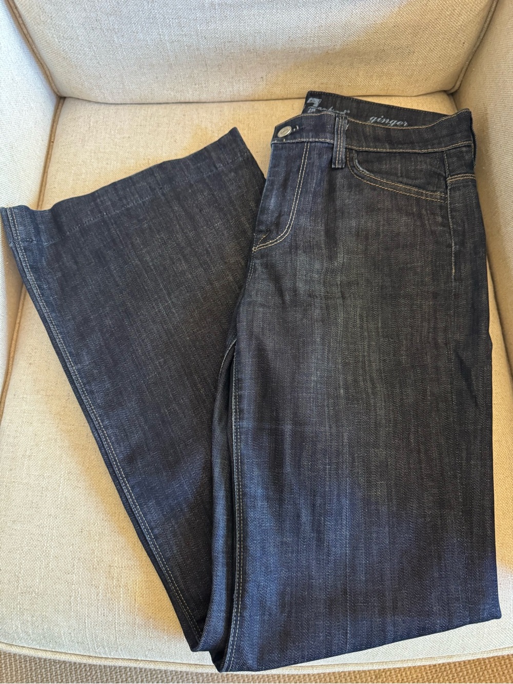 7 For All Mankind Dark Wide Leg Trouser Jeans; size 28